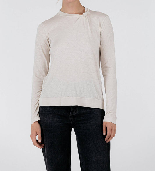 SUPIMA SLUB LONG SLEEVE TWIST-MOCK NECK TOP