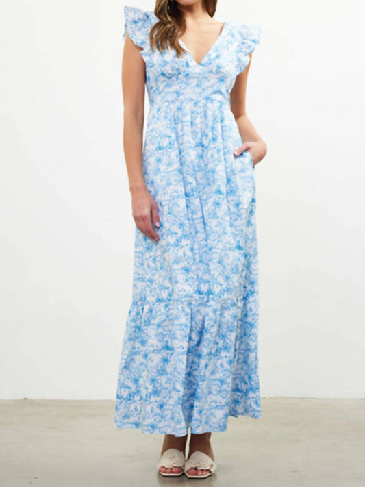 Skies Are Blue - French Print Maxi Dress