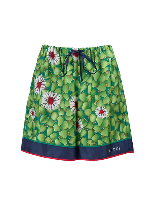 Gucci - Women's Flower Printed Silk Shorts
