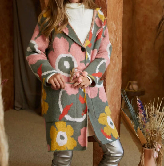 Davi & Dani - Printed Button Down Cardigan