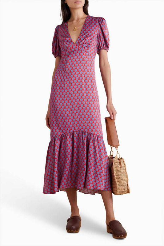 Rhode - Ester Gathered Floral-print Satin Midi Dress