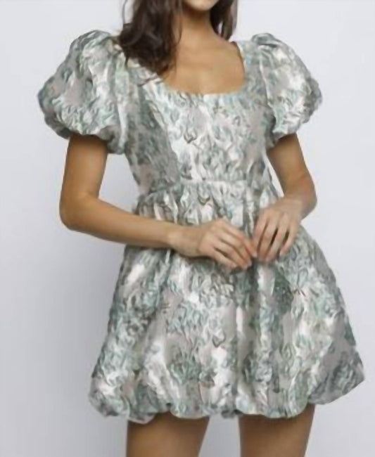 Storia - Brocade Floral Mini Bubble Dress