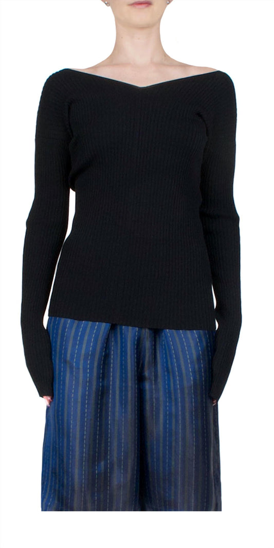 6397 - Women's Ribbed Double-v Top