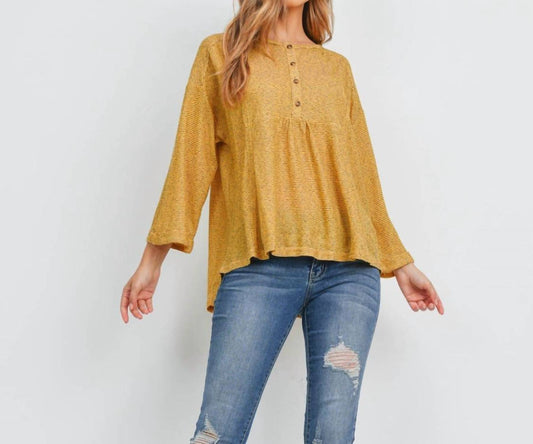 Very J - Long Sleeve Button Front Top