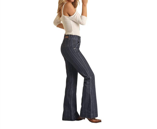 Rock & Roll Cowgirl - Jacquard Stripe High Rise Trouser Jeans
