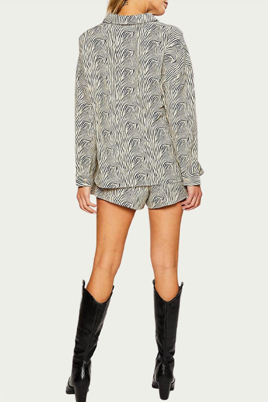 OVERSIZED ZEBRA-PRINT TEXTURED SHIRT