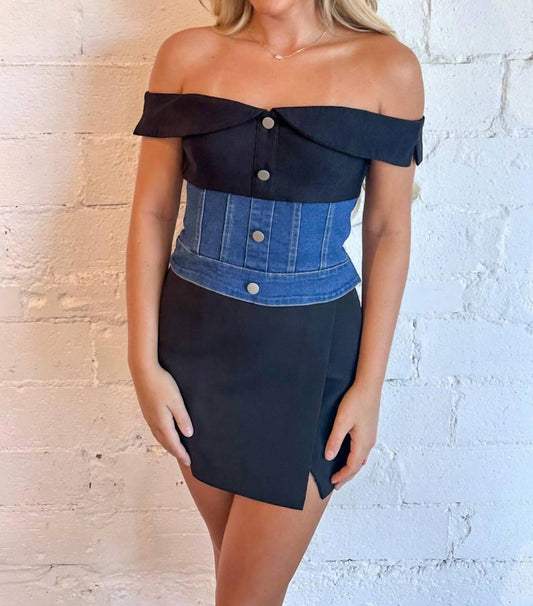 Blue Blush - Cowgirl Contrast Top