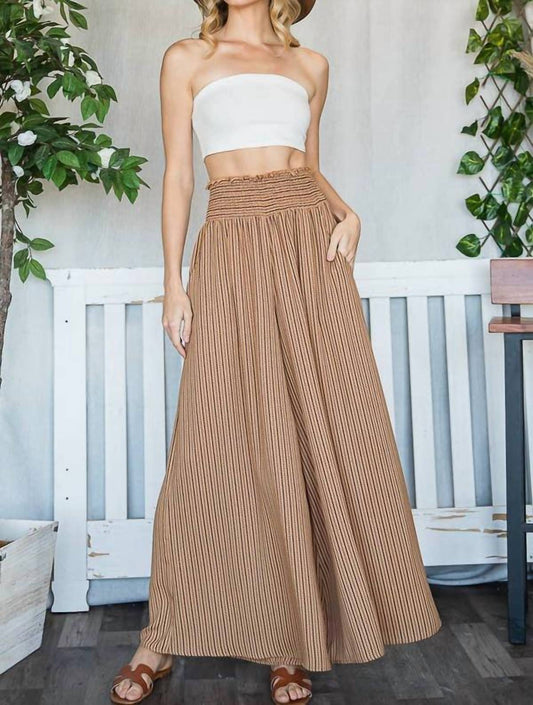 Bucketlist - Smocked Waist Band Wide Leg Maxi Pants