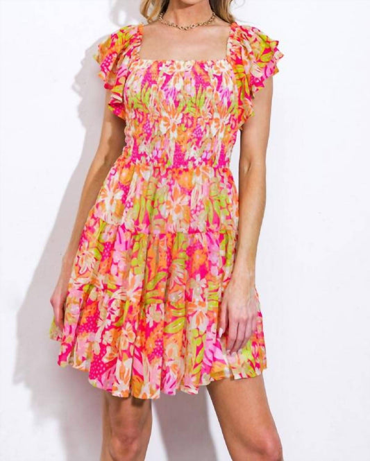 Flying Tomato - Pretty Floral Mini Dress