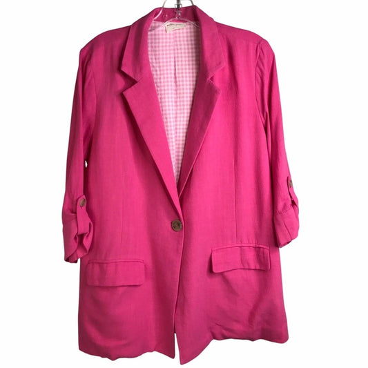 Allie Rose - Women's Linen 3/4 Roll-tab Sleeve Jacket