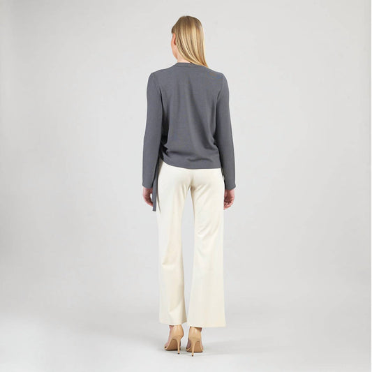 Clara Sun Woo - Soft Ribbed Side Pull Tie Sweater Top