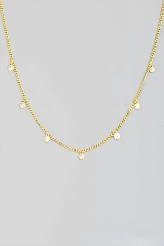 Fame Accessories - Women's Sterling Silver Stud Station Necklace