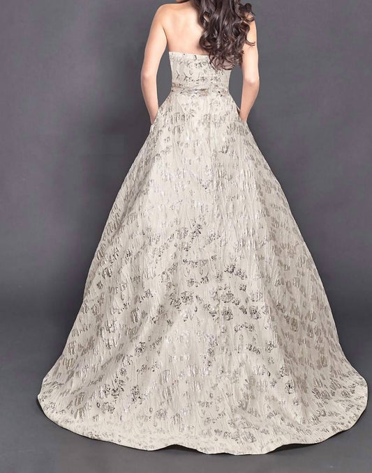 Rachel Allan - Floral Brocade Strapless Ballgown