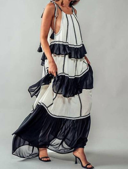 Urban Daizy - Embroidered Tiered Silk Chiffon Maxi Dress