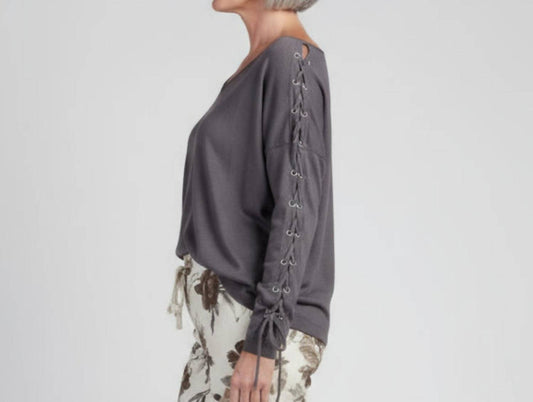 Gigi Moda - Lace Up Sweater Top