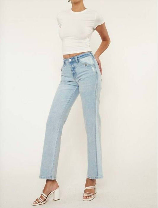 Kancan - High Rise Contrast Accent Straight Leg Jean