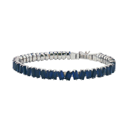 Elazco Inc - Women's Baguette Sapphire Bangle Bracelet