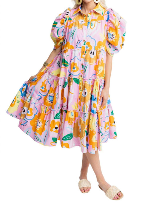 Karlie - ARTIST FLORAL TIER MIDI DRESS