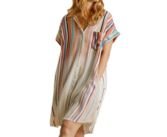 Umgee - Bleached Striped Mini Dress