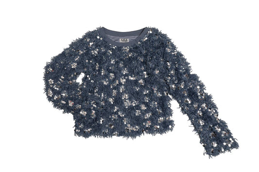 Mia - Girls Texture Sequin Sweater