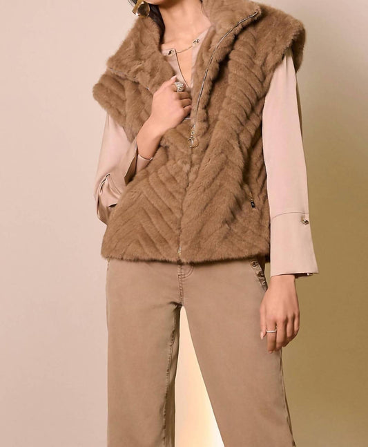 Joseph Ribkoff - Chevron Faux Fur Vest