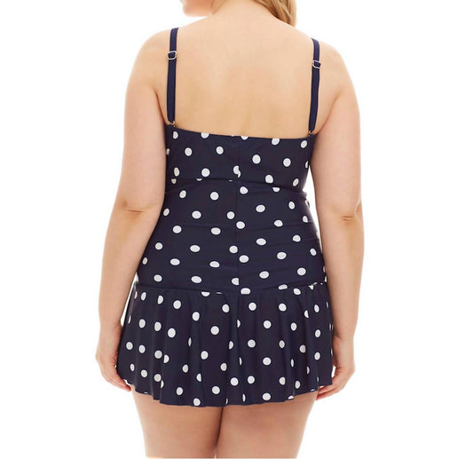 Always For Me - Daphne Bandeau Strapless Tie Front Shirred Swimdress - Plus Size