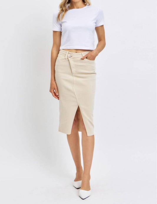 Judy Blue - High Waist Garment Dyed Criss-Cross Front Slit Long Skirt