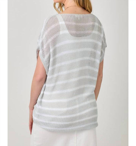 Mystree - Surplice Neck Stripe Sweater Top