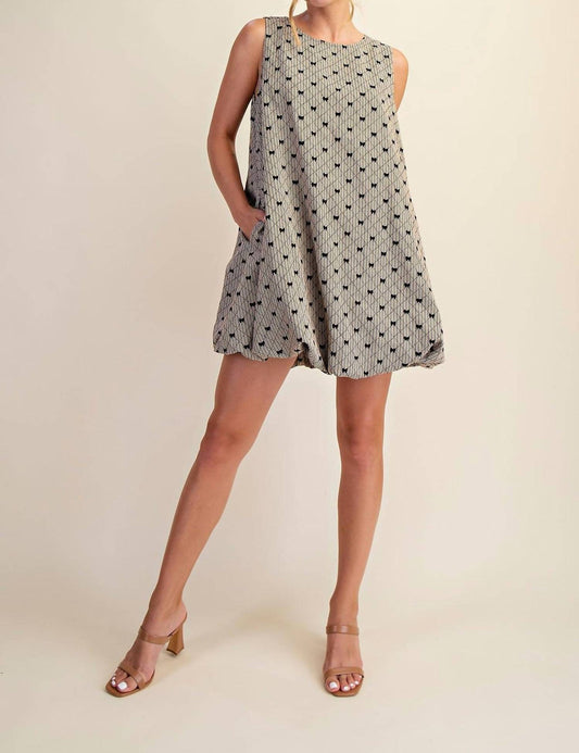 Glam - Round Neck Bubble Mini Dress