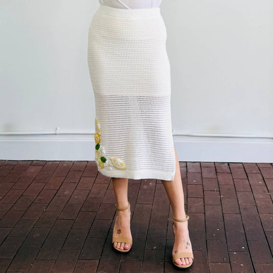 Skies Are Blue - Lemon Knit Skirt