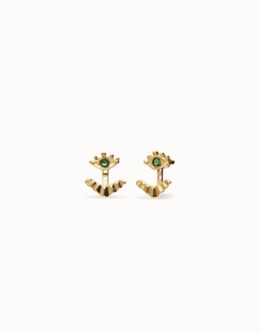 Unode50 - Women's Eye Shaped Earrings With Verde Crystal