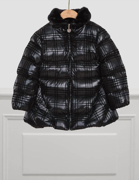 Abel & Lula - Girl's Flock Print Fur Lined Coat