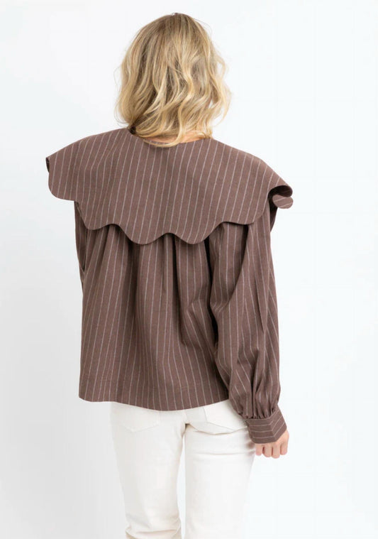Karlie - Stripe Peterpan Collar Top