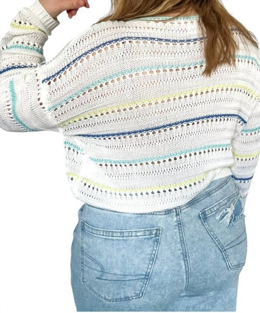Le Lis - Shoreline Striped Crochet Sweater