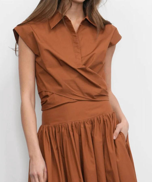 Greylin - Eloise Wrap Front Extended Shoulder Poplin Top