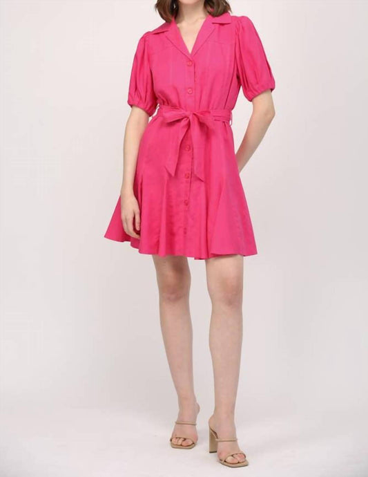 Fate - City Bloom Puff-sleeve Linen Mini Dress