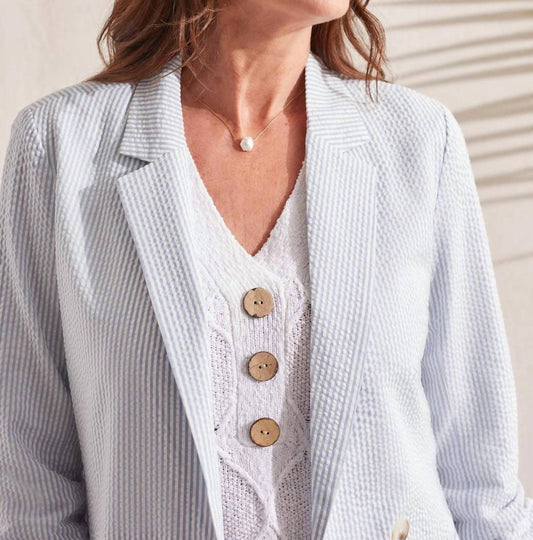 Tribal - FAUX DOUBLE BREASTED SEERSUCKER BLAZER