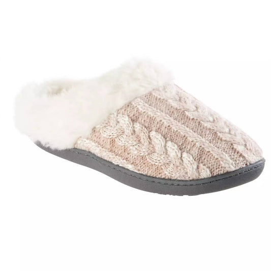 Isotoner - Women's Chunky Cable Knit Erin Hoodback Slippers