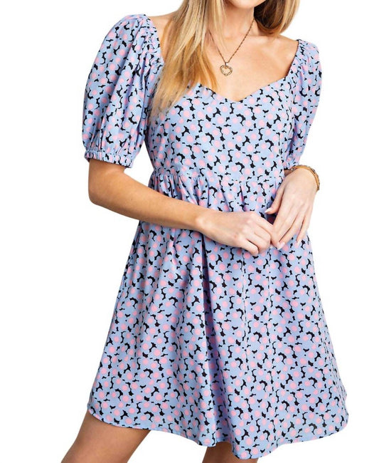 Kori - Daisy Soft Printed Puff Sleeve Babydoll Back Tied Dress
