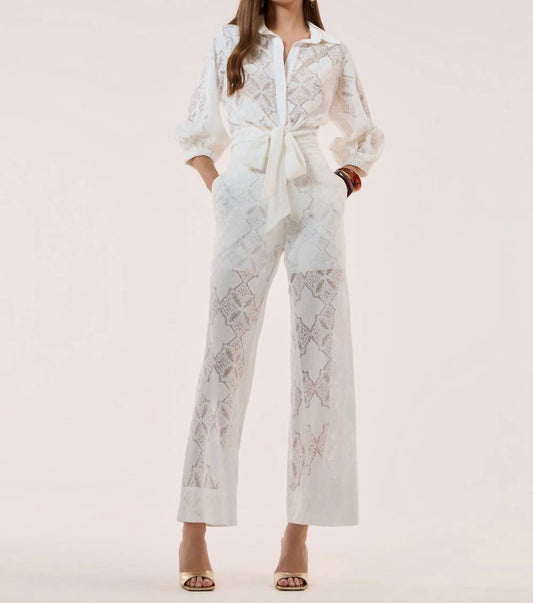 Strass - Lace Blouse And Pants Set