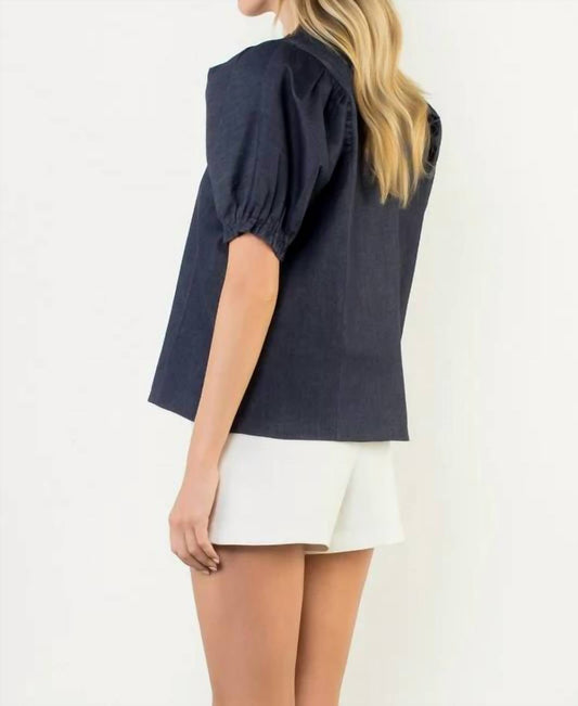 Thml - Puff Sleeve Denim Top
