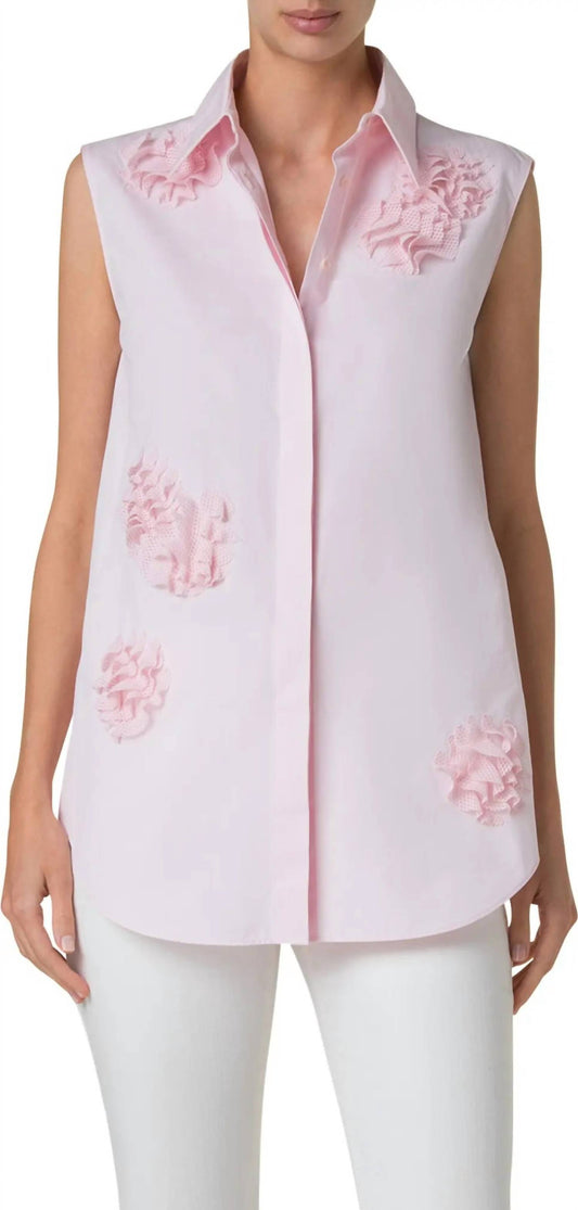 Akris Punto - Mesh Carnation Appliqué Sleeveless Blouse