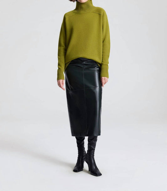 A.L.C. - Marta Glossy Leather Midi Skirt