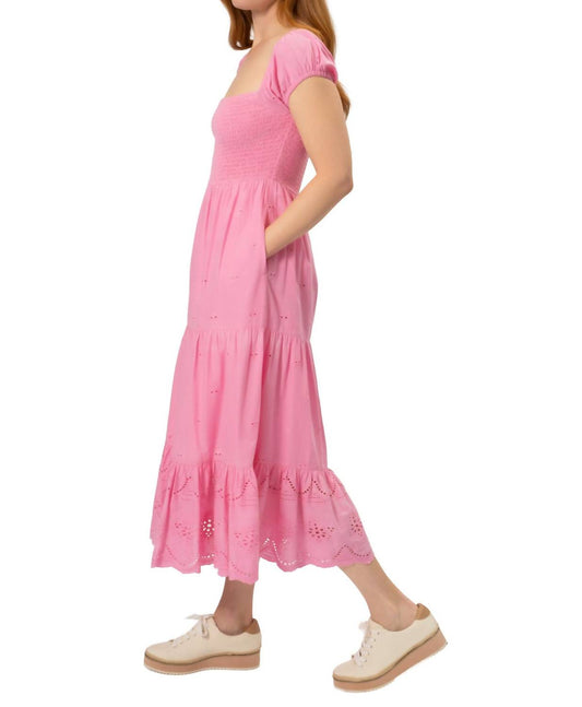 Area Stars - Short Square Neck Embroidered Midi Dress