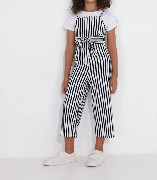 Mayoral - Kids Stripes Tie Waist Jumpsuit
