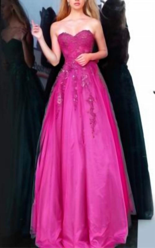 Jovani - Strapless Sequin Lace A-line Gown