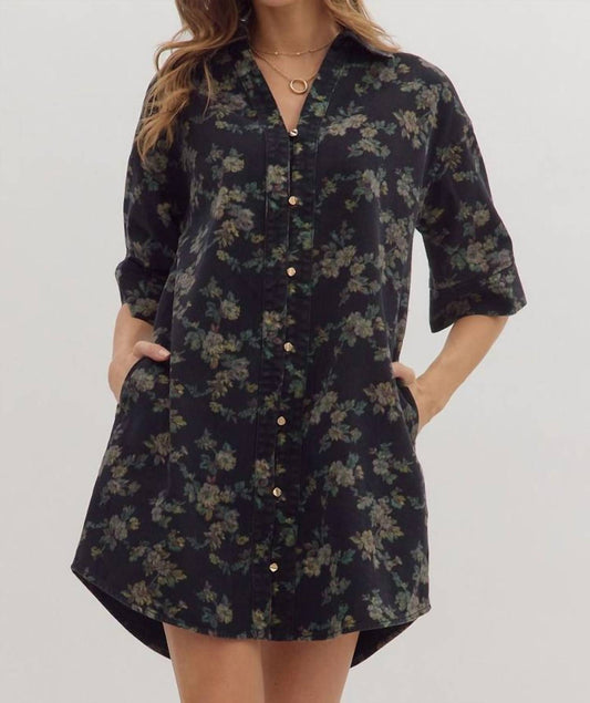 Entro - Floral Print Half Sleeve Mini Dress