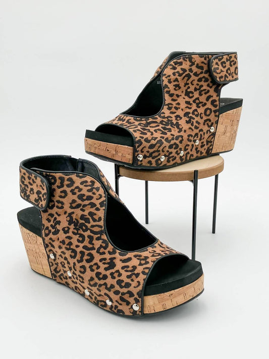 Corkys Footwear - Women's Frisky Faux Suede Leopard Wedges