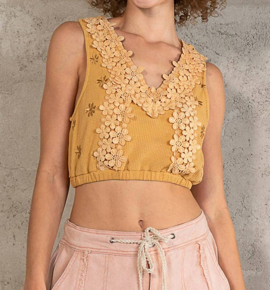 Pol - Sleeveless Waffle Crop Top