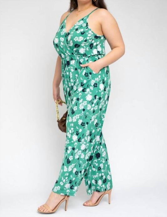 Plus Surplice Elastic Waist Jumpsuit